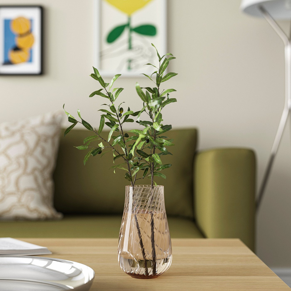 IKEA PÅSKÖTRÄD  (ИКЕА ПОСКЁТРЭД)  -  Ваза - стекло/светло-коричневый 13.5 см