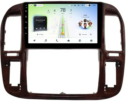 Магнитола для Toyota Land Cruiser 100, Lexus LX470 1998-2002 (кондиционер или климат внизу, рамка дерево) - Teyes CC4L монитор 9" IPS, Android 14, Быстрая, Snapdragon 662, CarPlay, 4G SIM-слот