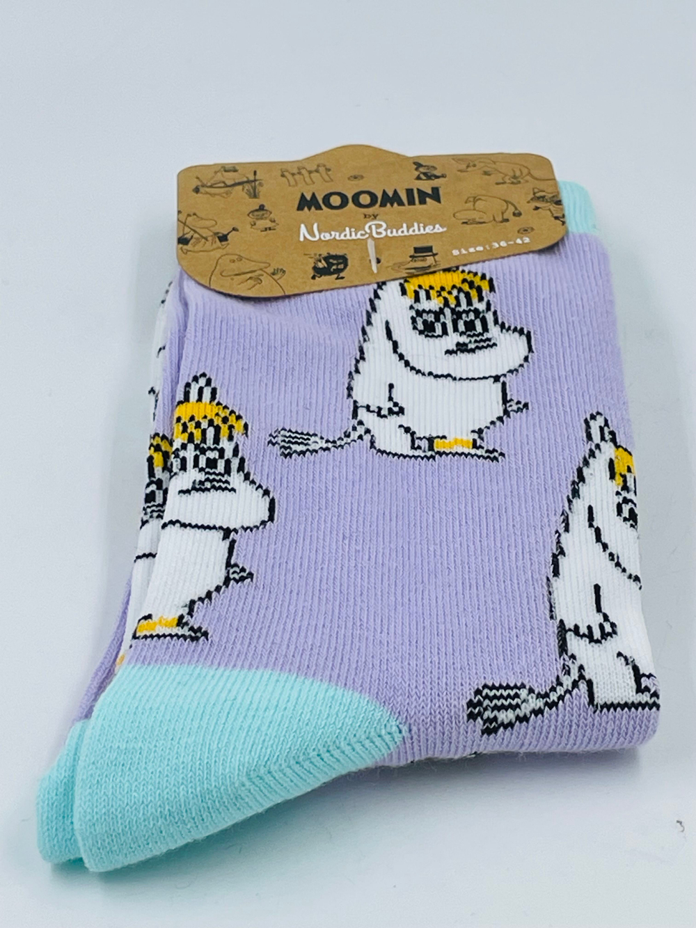 Носки Moomin, фиолетовые с бирюзовым, с принтом Муми-тролля, размер 36-42 (из Финляндии)