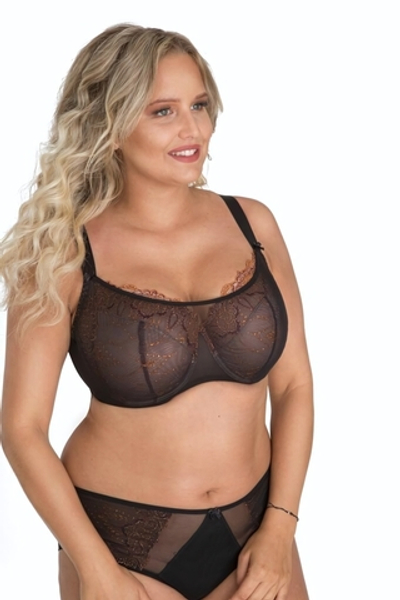 Бюстгальтер-топ plus size с изысканной вышивкой нитями с люрексом (Размер: 110D) (Цвет: черный)