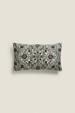ZARA HOME ХЛОПКОВЫЙ ЧЕХОЛ ДЛЯ ДЕКОРАТИВНОЙ ПОДУШКИ С ВЫШИВКОЙ, СВЕТЛО-БЕЖЕВЫЙ