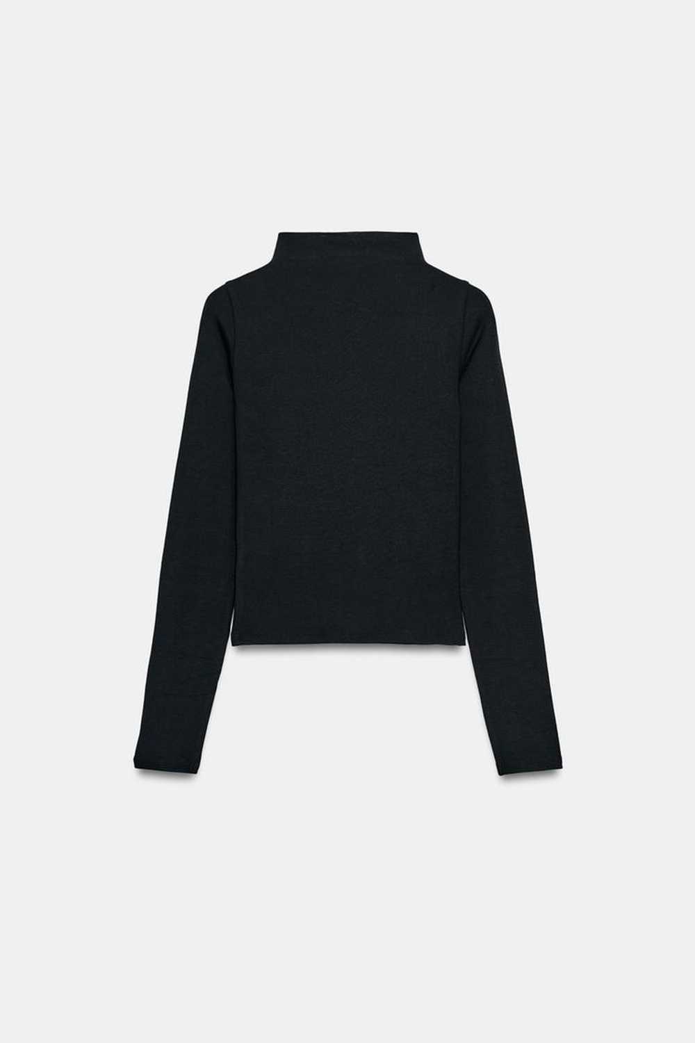 ZARA ФУТБОЛКА С ВОРОТНИКОМ-СТОЙКОЙ, ЧЕРНЫЙ