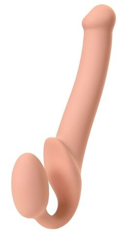 Телесный безремневой страпон Silicone Bendable Strap-On - size M (Цвет: телесный)