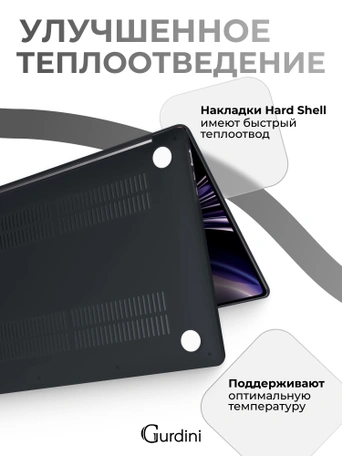 Чехол накладка Gurdini для Macbook Air 13.6" 2022 (A2681) пластик матовый Black