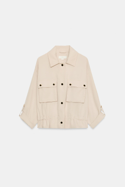 ZARA КУРТКА-САФАРИ С ПОДВЕРНУТЫМИ РУКАВАМИ, БЕЖЕВЫЙ