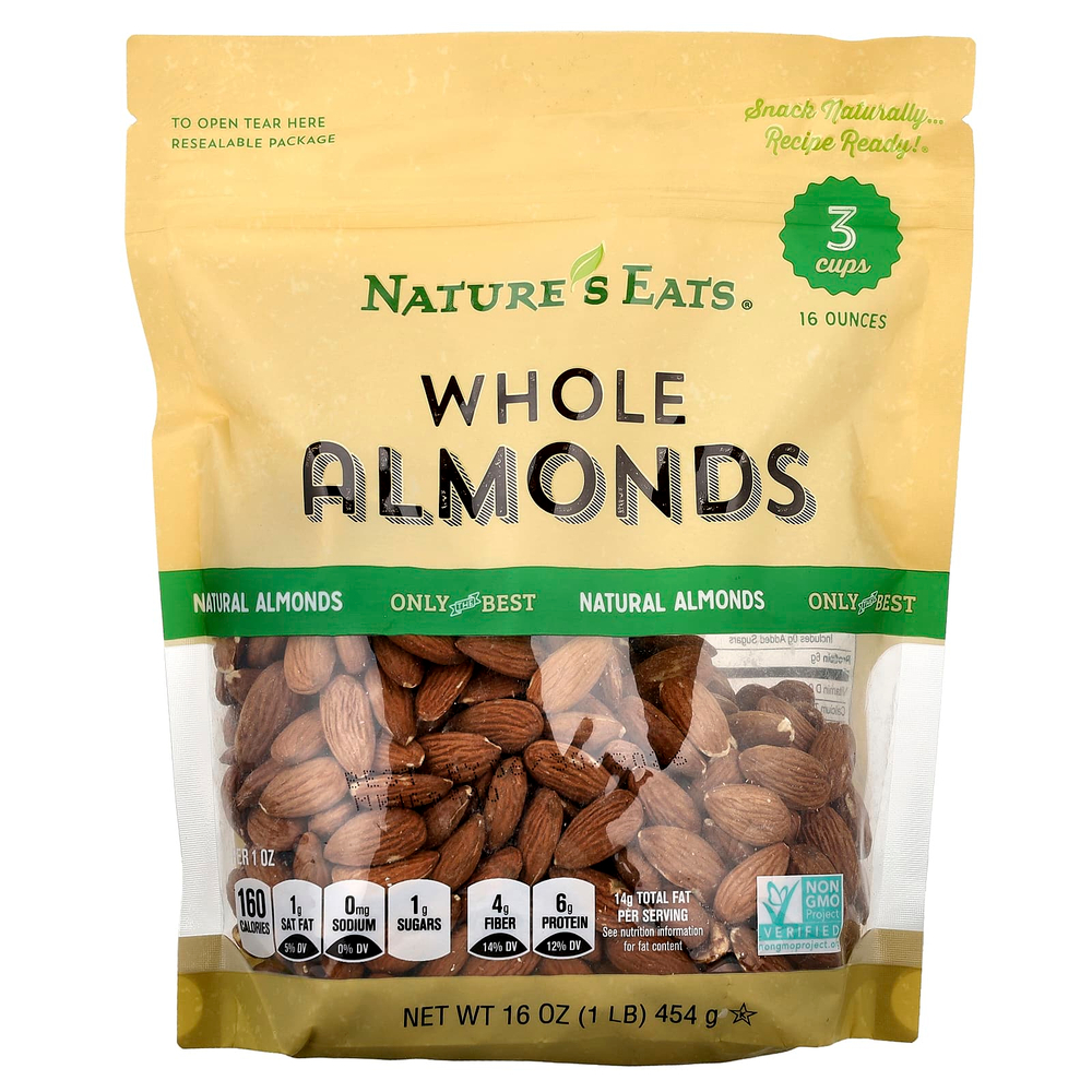 Nature's Eats, цельный миндаль, 454 г (16 унций)