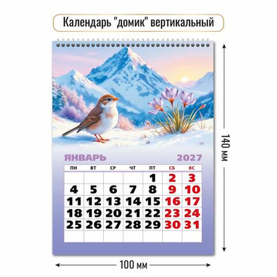 Календарь-домик вертикальный 2027 "Цветы" 10088 (Квадра)