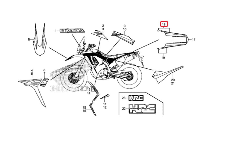 86803-KZZ-U00ZB. STRIPE, R. RR. FENDER *TYPE2* (TYPE2 ) *. Honda CRF250Rally OEM sticker