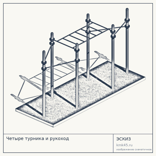 Четыре турника и рукоход