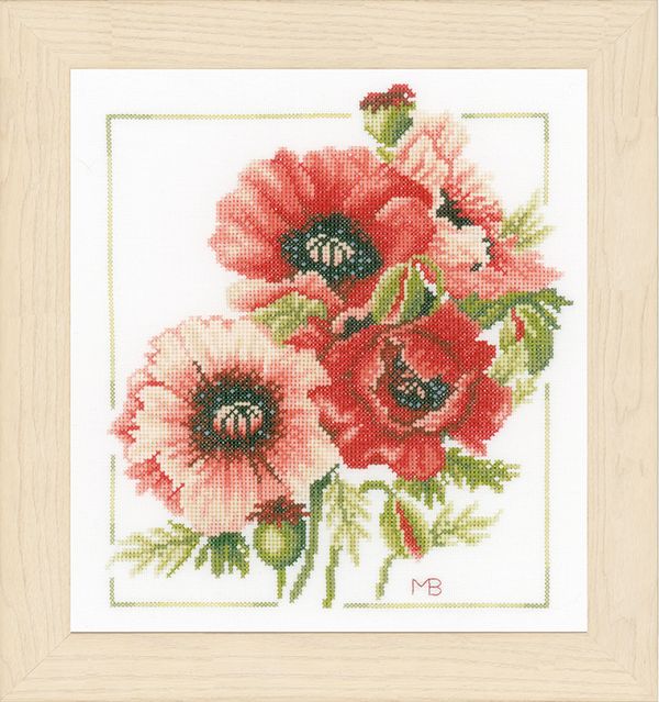 Набор для вышивания нитками Lanarte, Amaryllis bouquet, 25х25 см