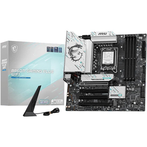 Материнская плата MSI B860M GAMING PLUS WIFI (LGA1851/B860/4xDDR5/4xPCI-Ex16/3xM.2/Wi-Fi/BT/SB/GLAN/DP/HDMI/Type-C/mATX)