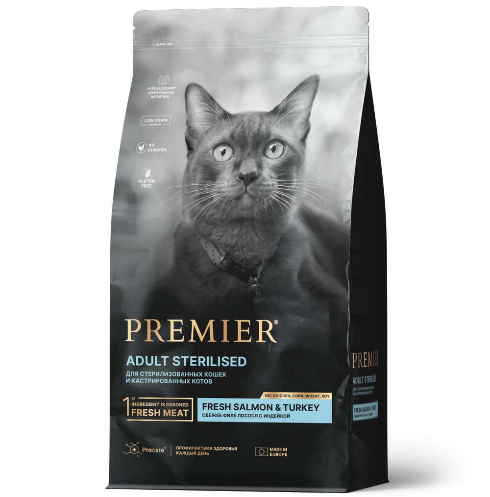 PREMIER CAT STERILISED Salmon&Turkey Лосось с индейкой для стерилизованных кошек