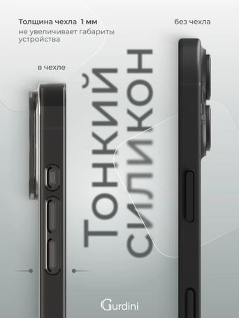 Чехол накладка iPhone 16 Plus 6.7" Gurdini силикон Ultra Twin 1 mm с защитой камеры серый