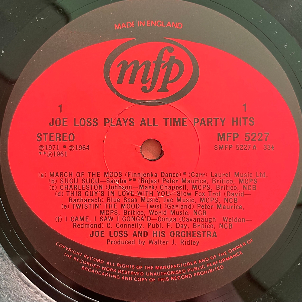 Joe Loss ‎– Joe Loss Plays Your All-Time Party Hits (Англия 1971г.)