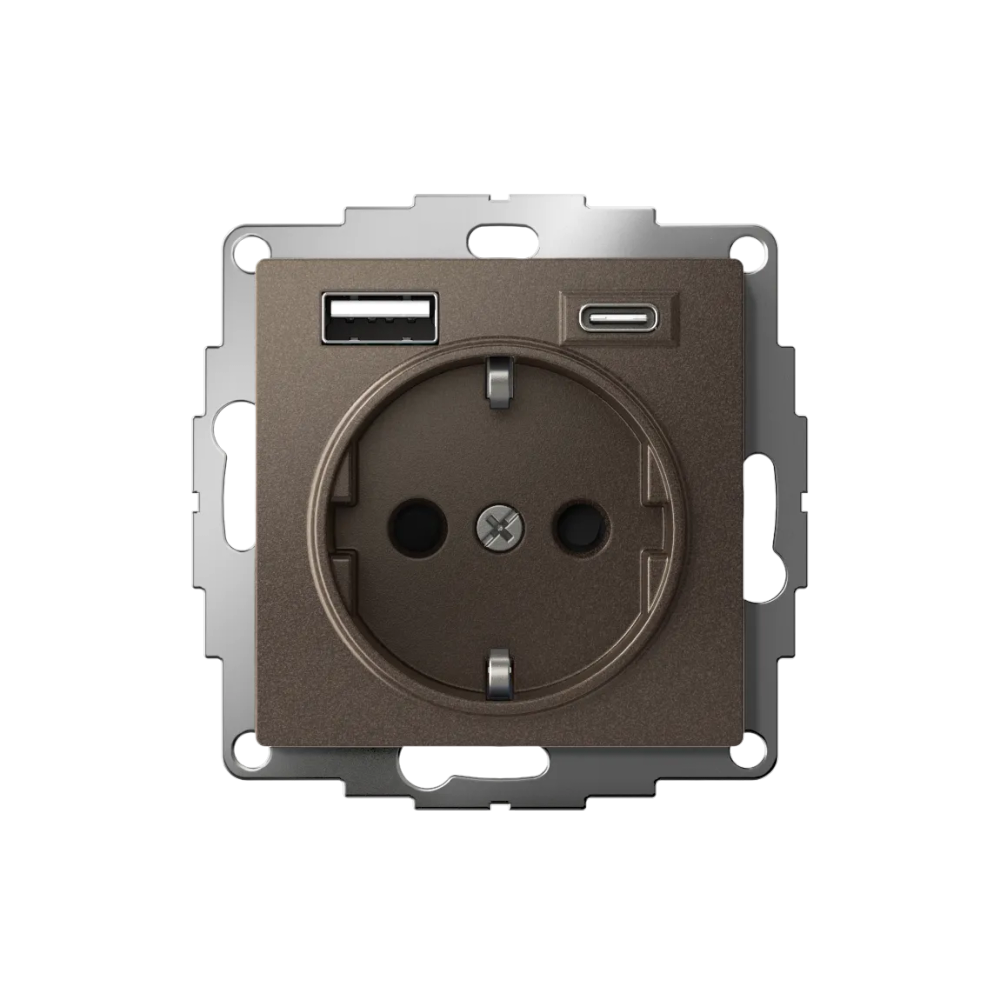 ATLASDESIGN РОЗЕТКА 16А c 2 USB A+C, 5В/2,4А/3,0А, 2х5В/1,5А, механизм, МОККО