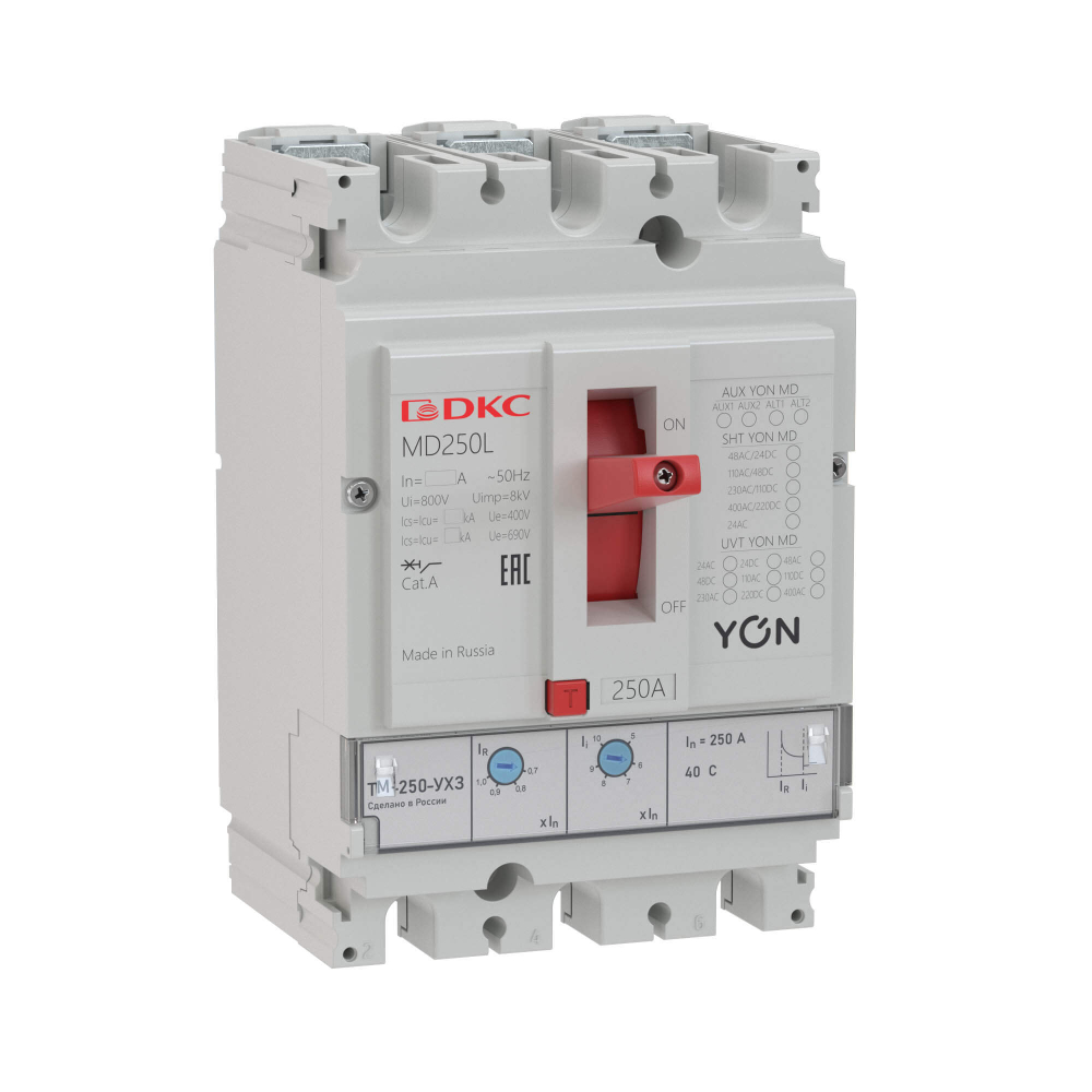 Авт. выкл. YON MD250N-TM250 3P 250А 40kA Ir 0.7…1xIn Ii 5…10xIn