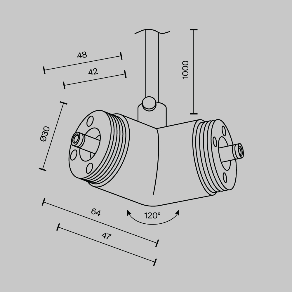 Угловой коннектор 120° для системы с вводом питания Maytoni SHELF CA018LWC-P-B