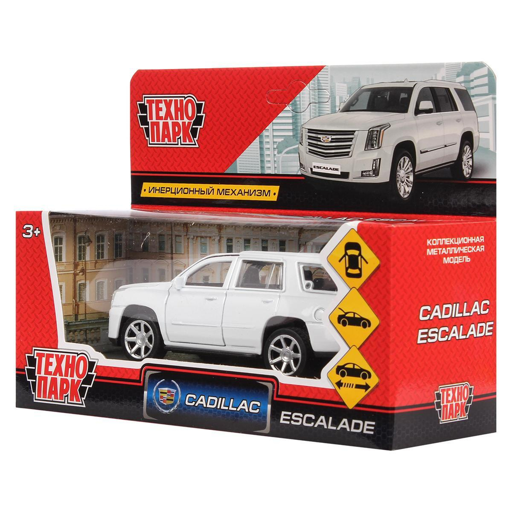 Модель ин. мет. "Cadillac Escalade" 12см, открыв. двери, белый в коробка ESCALADE-WT (Технопарк)