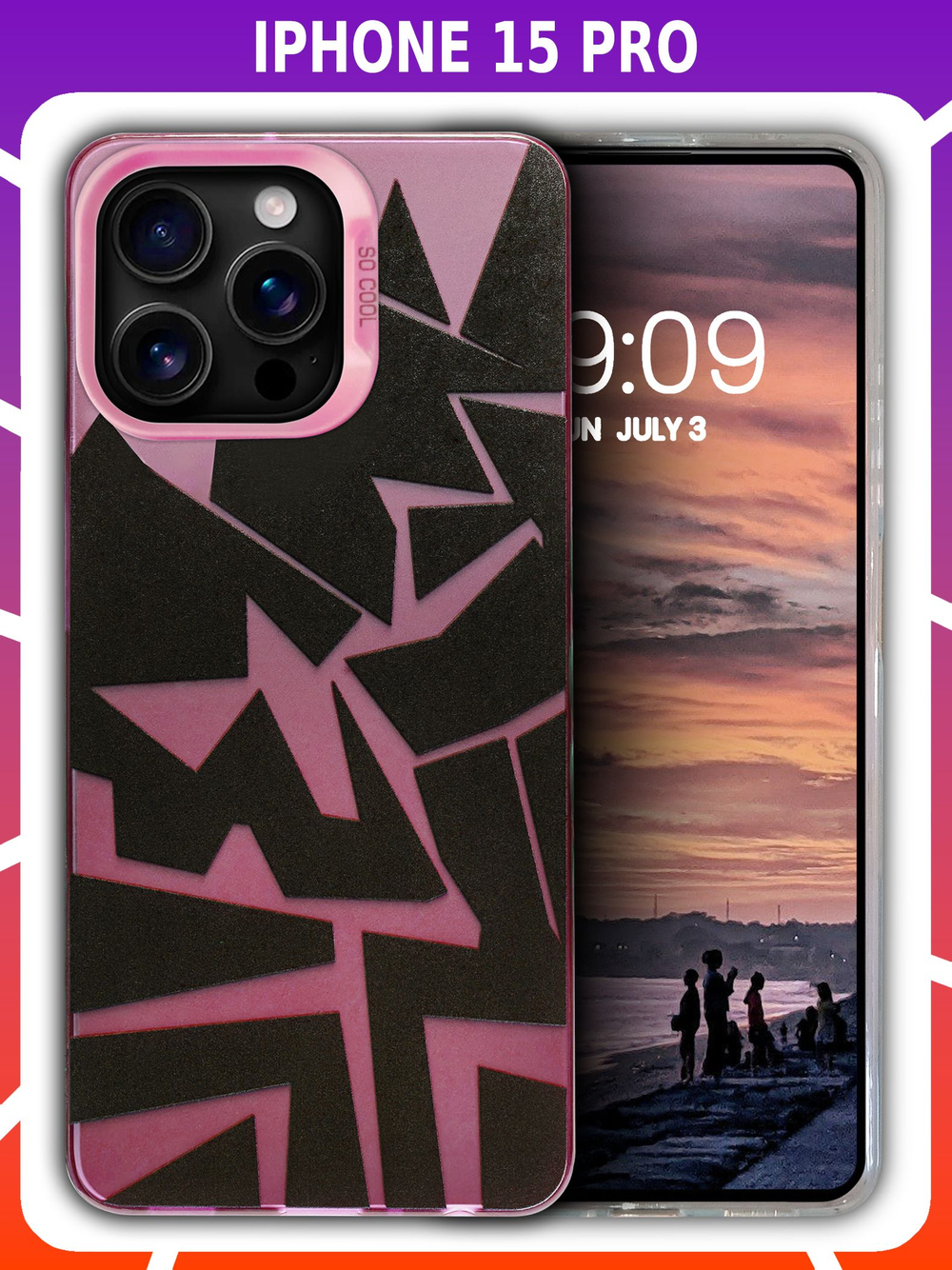 Дизайнерский чехол из пластика для IPHONE 15 PRO с усиленной защитой камеры и глянцем