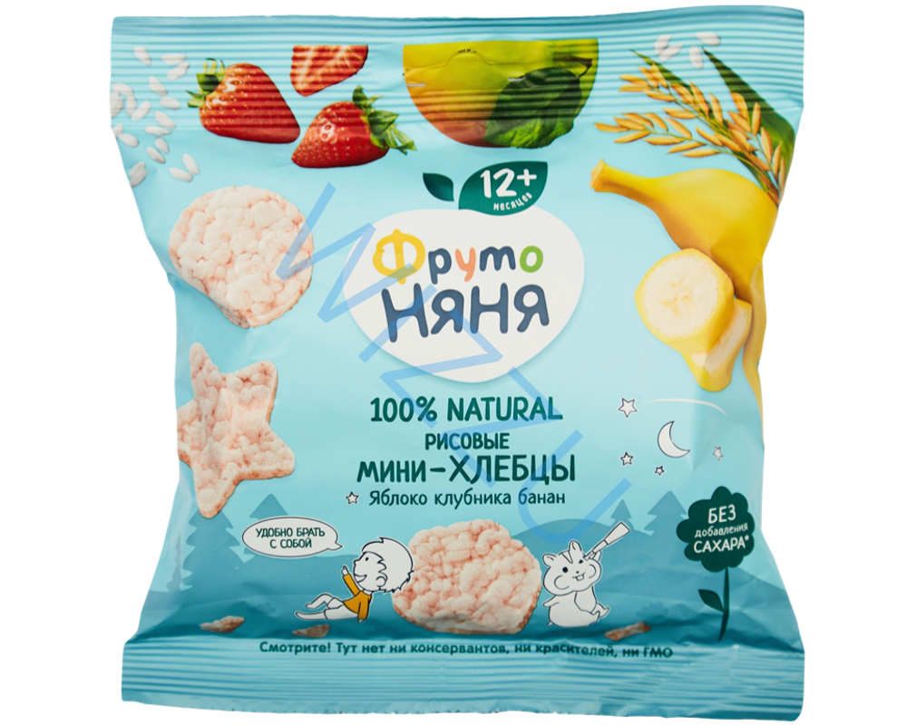 Мини-хлебцы рисовые Яблоко-Клубника-Банан ФрутоНяня, 30 г