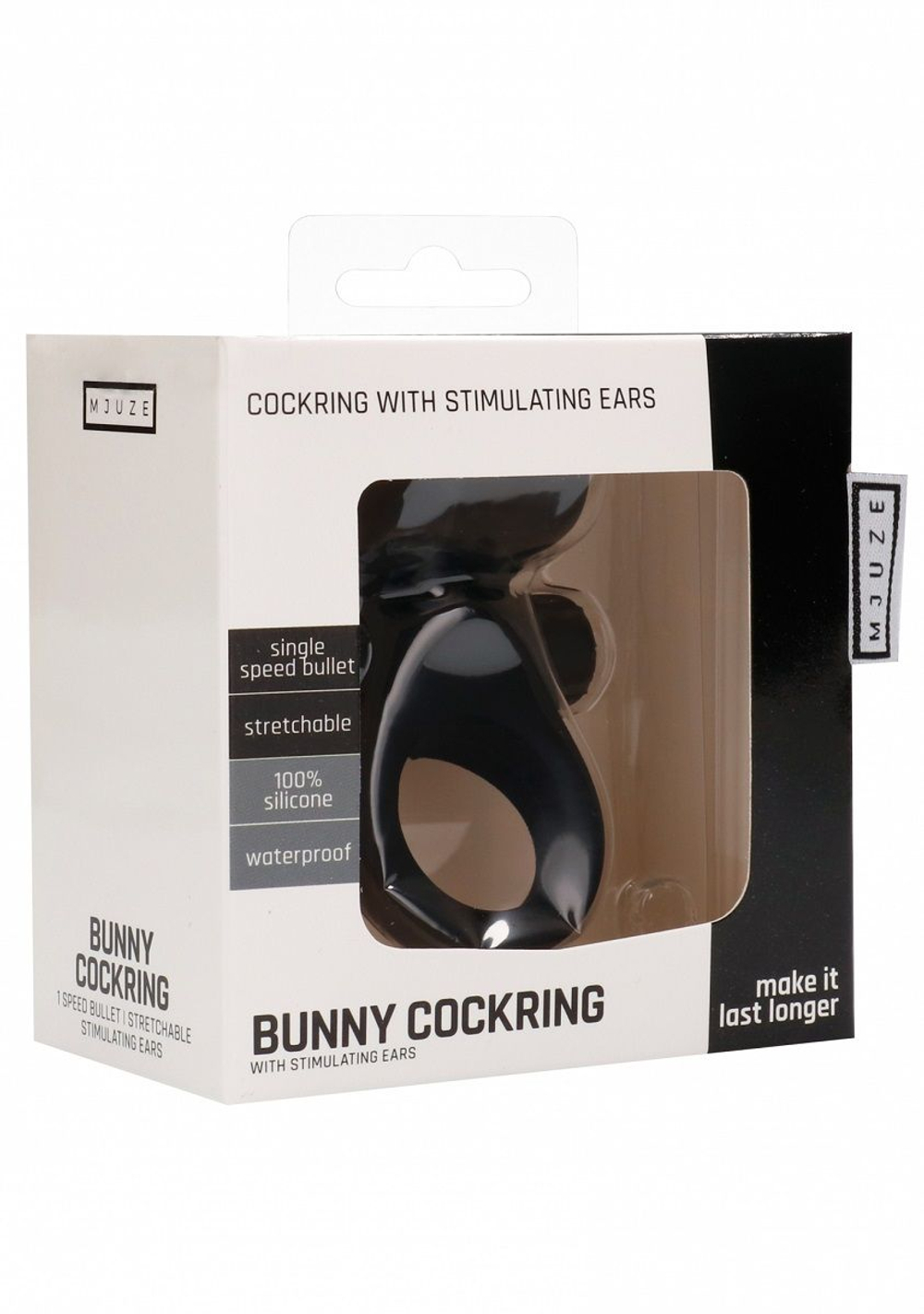Черное эрекционное виброкольцо Bunny Silicone Cockring With Stimulating Ears (Цвет: черный)