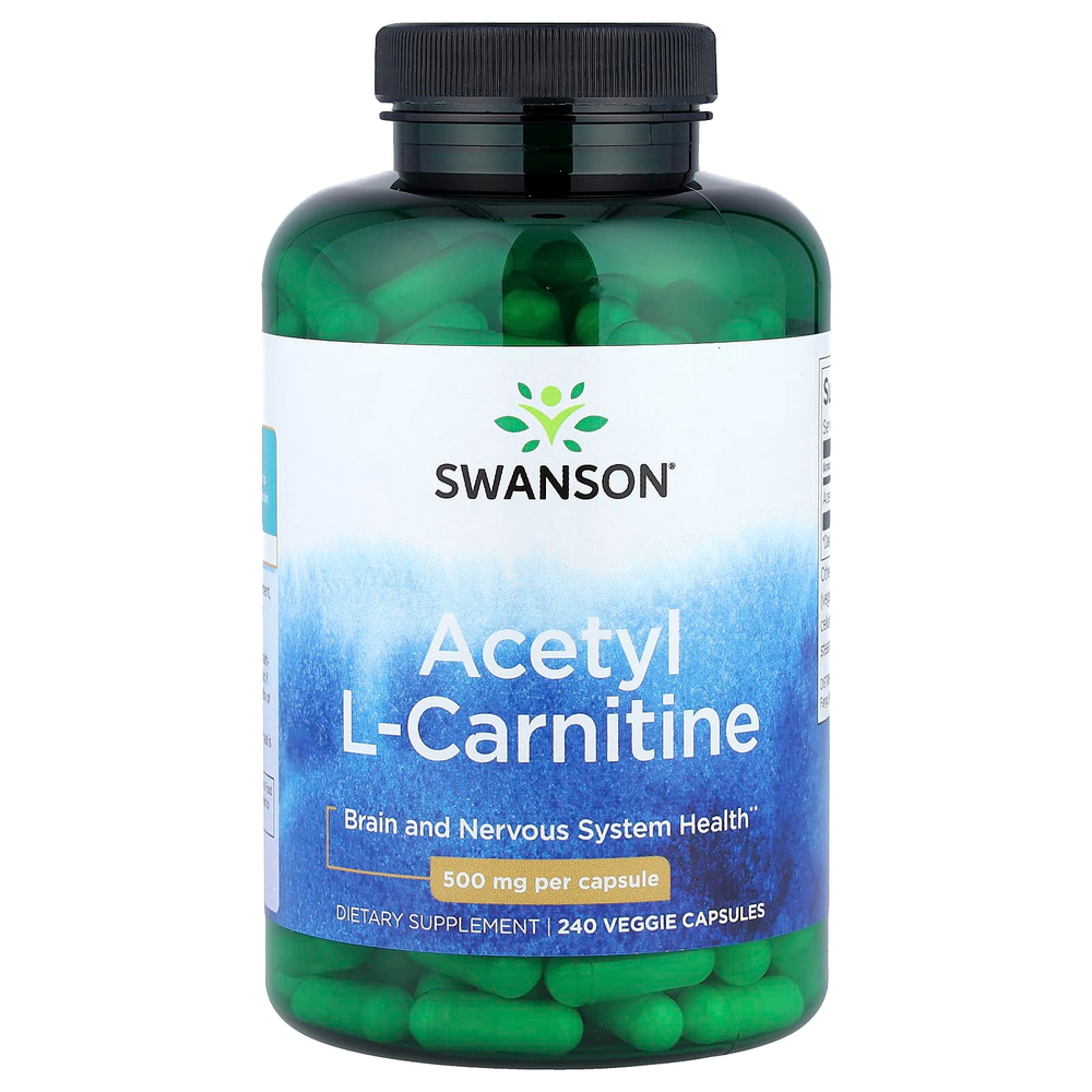 Swanson Vitamins, Ацетил L-карнитин, 500 мг, 240 растительных капсул