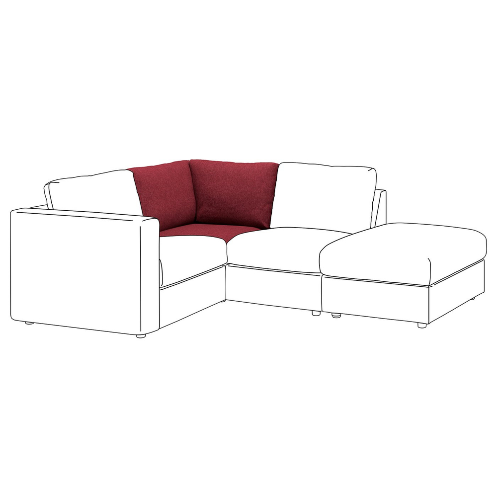 IKEA VIMLE  (ИКЕА ВИМЛЕ)  -  Чехол для угловой секции - Лейде красный/коричневый