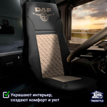 Чехлы DAF XF-106 (экокожа, черный, бежевая вставка)