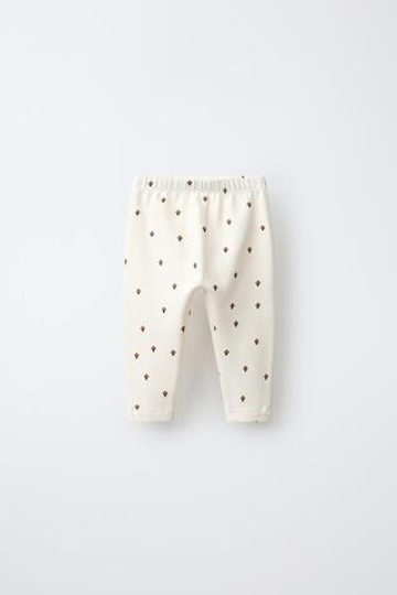 ZARA ЛЕГИНСЫ С ПРИНТОМ, ЭКРЮ