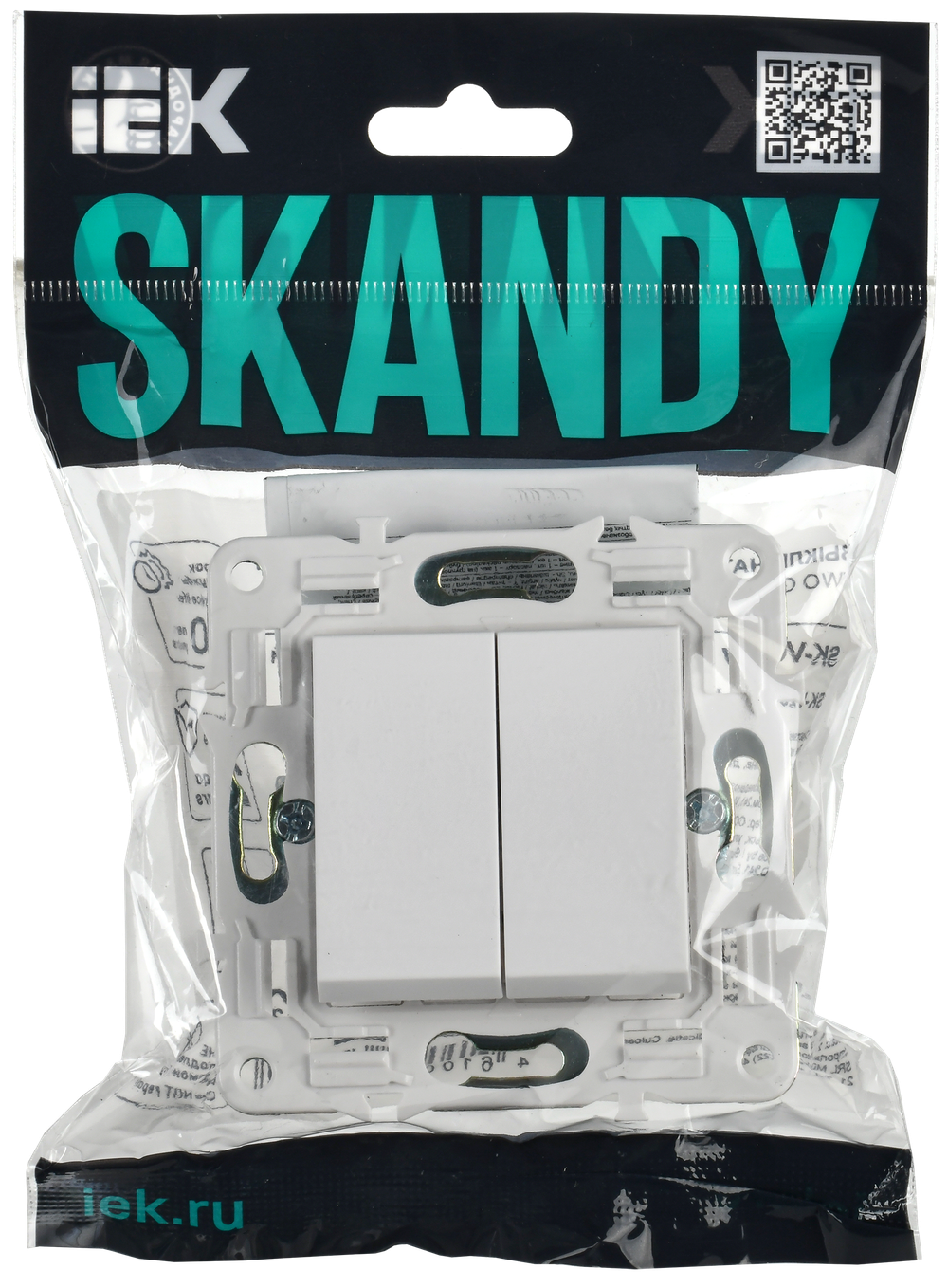 SKANDY Выключатель 2-клавишный перекрестный 10А SK-V06W арктический белый IEK