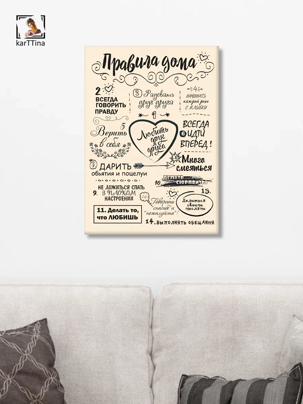 Картина Правила дома модульная 50x70см 1шт.