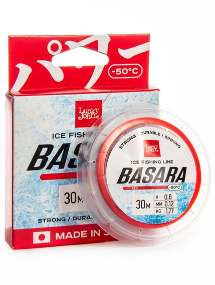 Леска монофильная зимняя Lucky John BASARA Red 30 м, 0,12 мм
