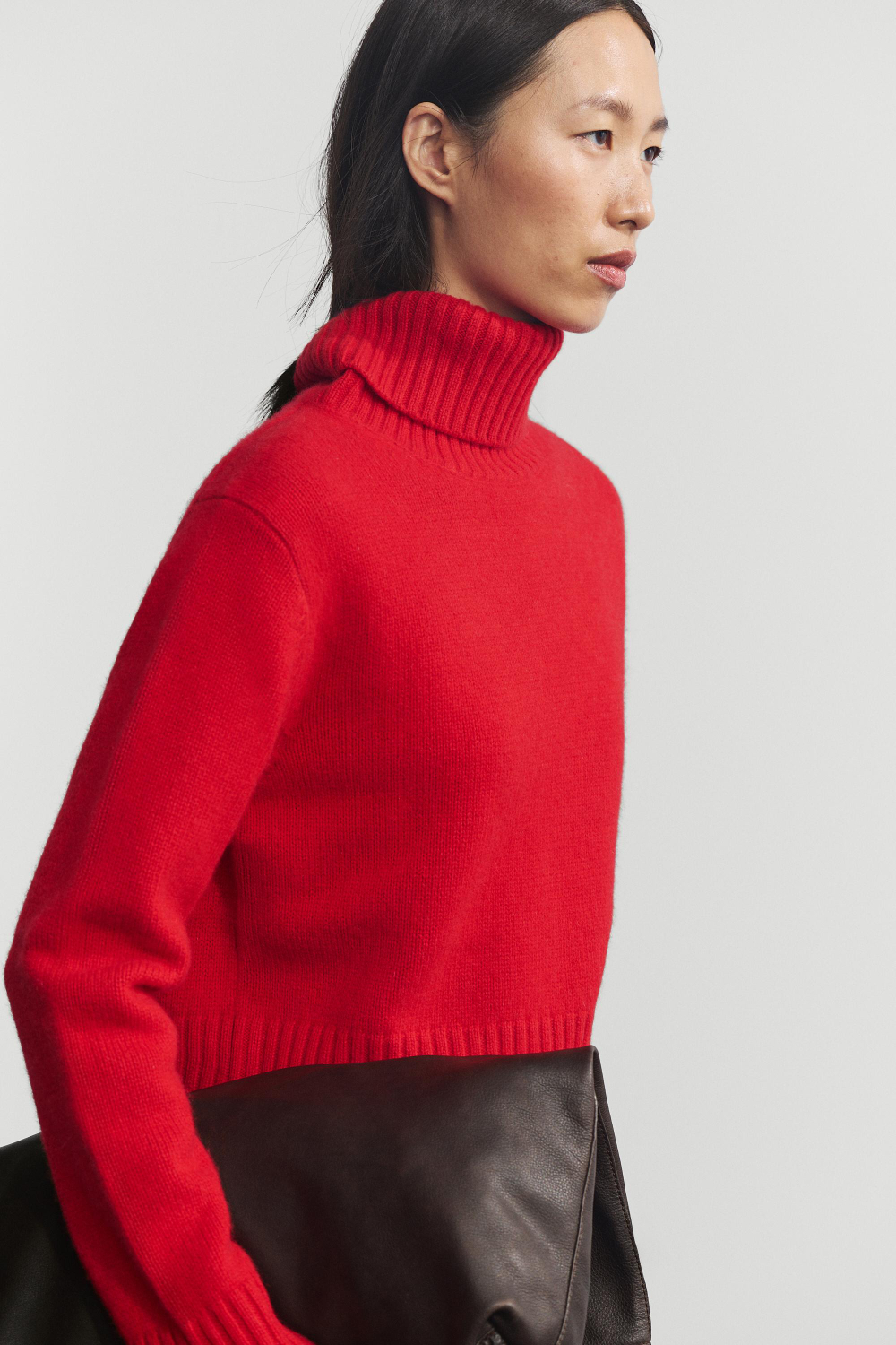 Massimo Dutti Короткий свитер из 100% кашемира, красный