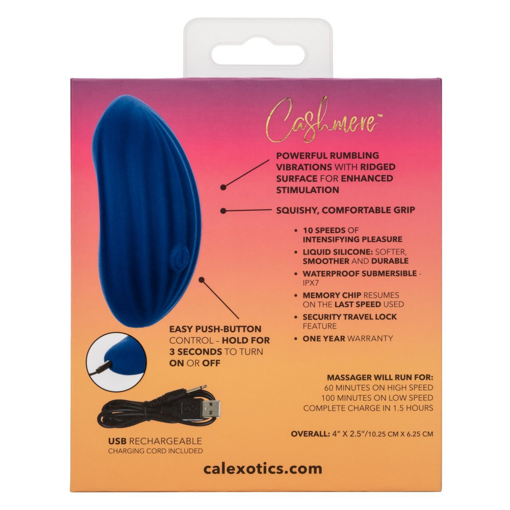 Синий вибромассажер Cashmere Velvet Curve (Цвет: синий)