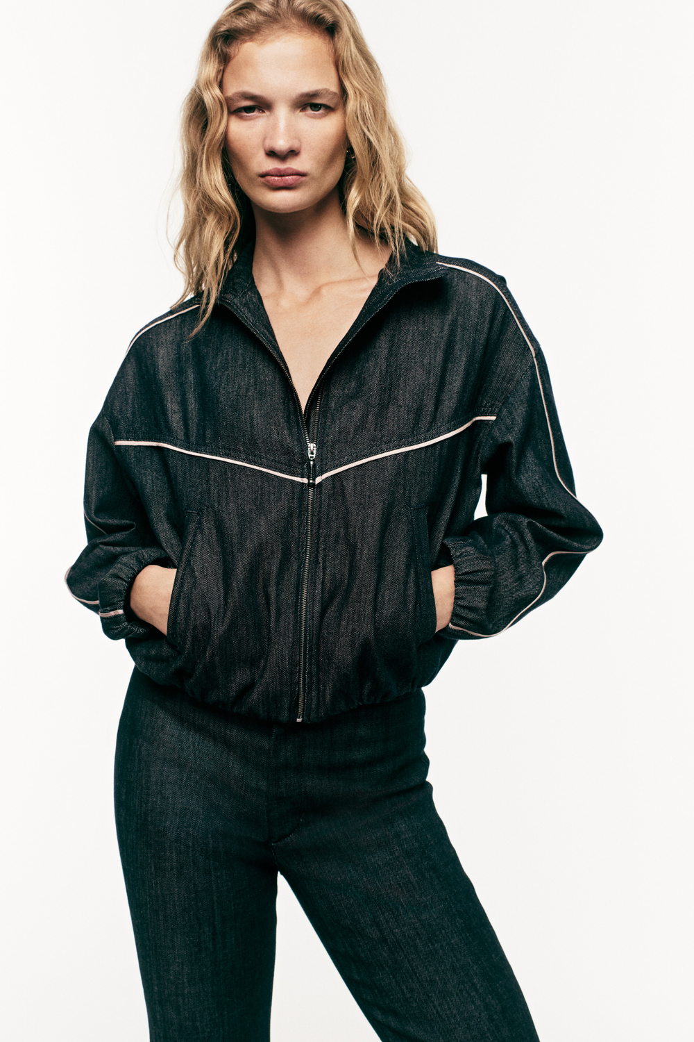 Джинсовая куртка оверсайз — воротник-труба - H&M