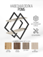 Полка настенная ромб лофт FORMA