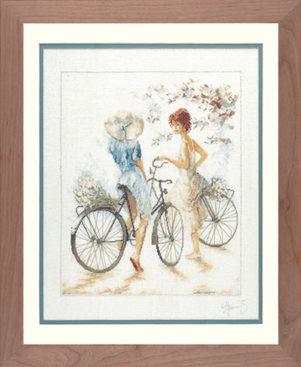 Набор для вышивания нитками Lanarte, Girls On Bicycle, 39х49 см