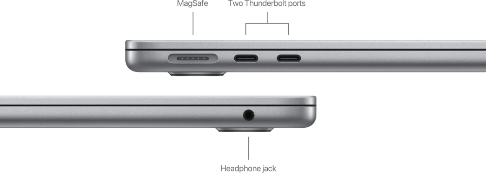 Ноутбук Apple MacBook Air A3113 M3 8 core 8Gb SSD512Gb/10 core GPU 13.6" Liquid Retina (2560x1664) macOS grey space WiFi BT Cam (MRXP3LL/A)