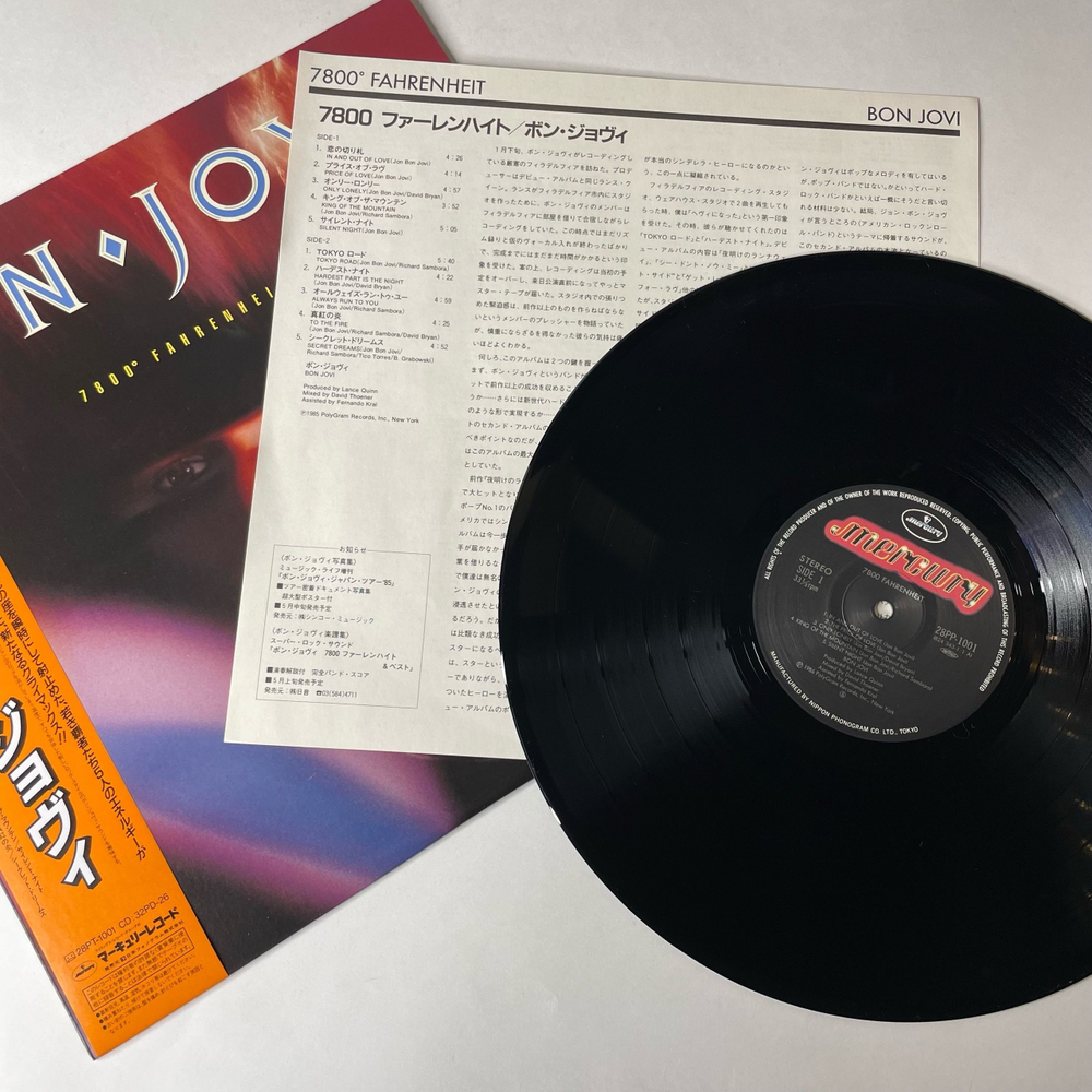 Винтажная виниловая пластинка LP Bon Jovi 7800 Fahrenheit (Япония 1985) (Оби)