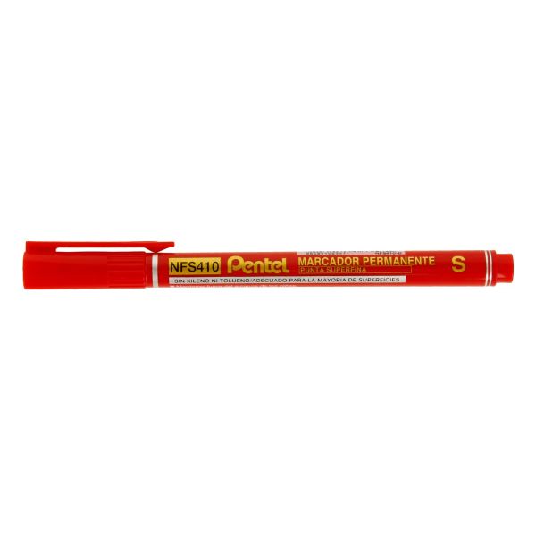 Маркер перманентный 0.4 мм, Super Fine Point, 12 шт, красный, Pentel NFS410-B
