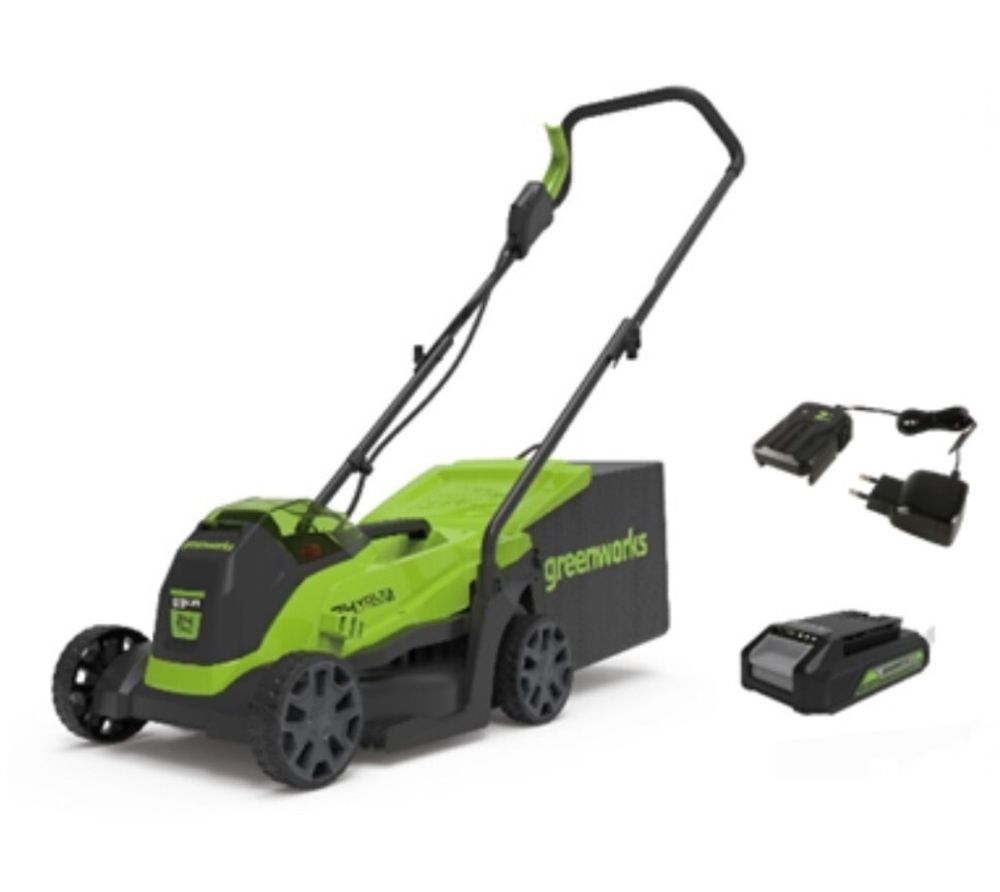 Газонокосилка аккумуляторная Greenworks GD24LM33K4 Арт. 2516107UB, 24V, 33 см, бесщеточная, с 1хАКБ 4Ач и ЗУ