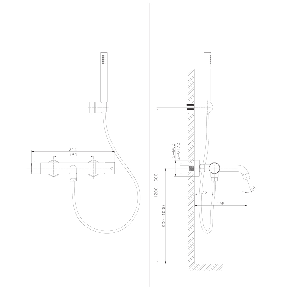 Смеситель для ванной Raiber Premium, Graceful RPG-003, матовое золото