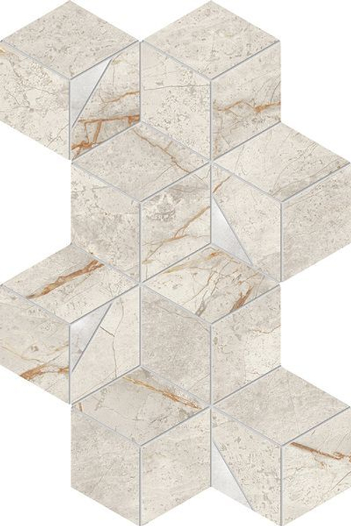 Мозаика/Керамогранит ATLAS CONCORDE MARVEL DIVA White Everest Mosaico Hex Lappato 40,3x23,3 AYLR глянц.
