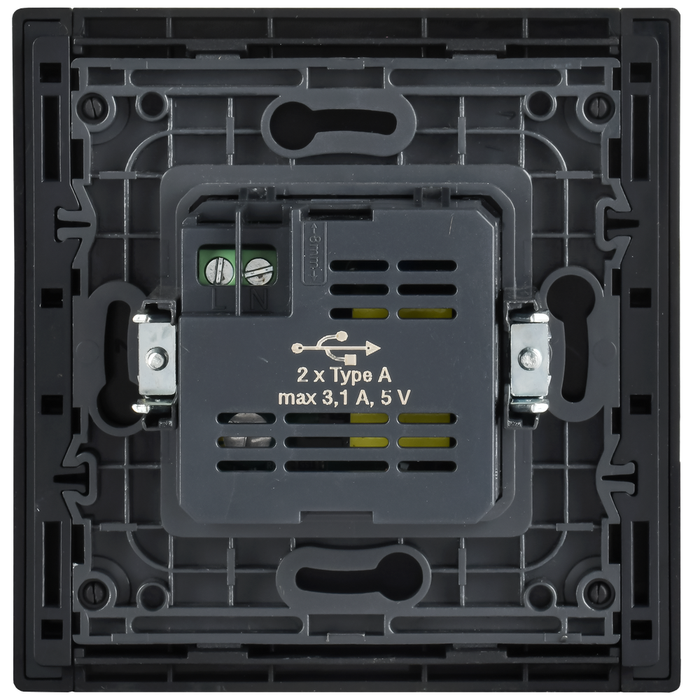 FORTE&PIANO Розетка USB A+C 3,1А FP150M металл черный IEK