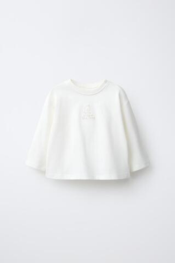 ZARA ЛОНГСЛИВ С ВЫШИВКОЙ, ЭКРЮ