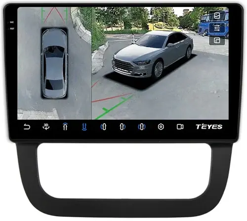 Магнитола для Volkswagen Jetta 5 2005-2010 (климат 2) - Teyes CC3-2K-360 на Android 10, Быстрая, 2K QLED, CarPlay, 4G SIM-слот, 4 камеры в комплекте
