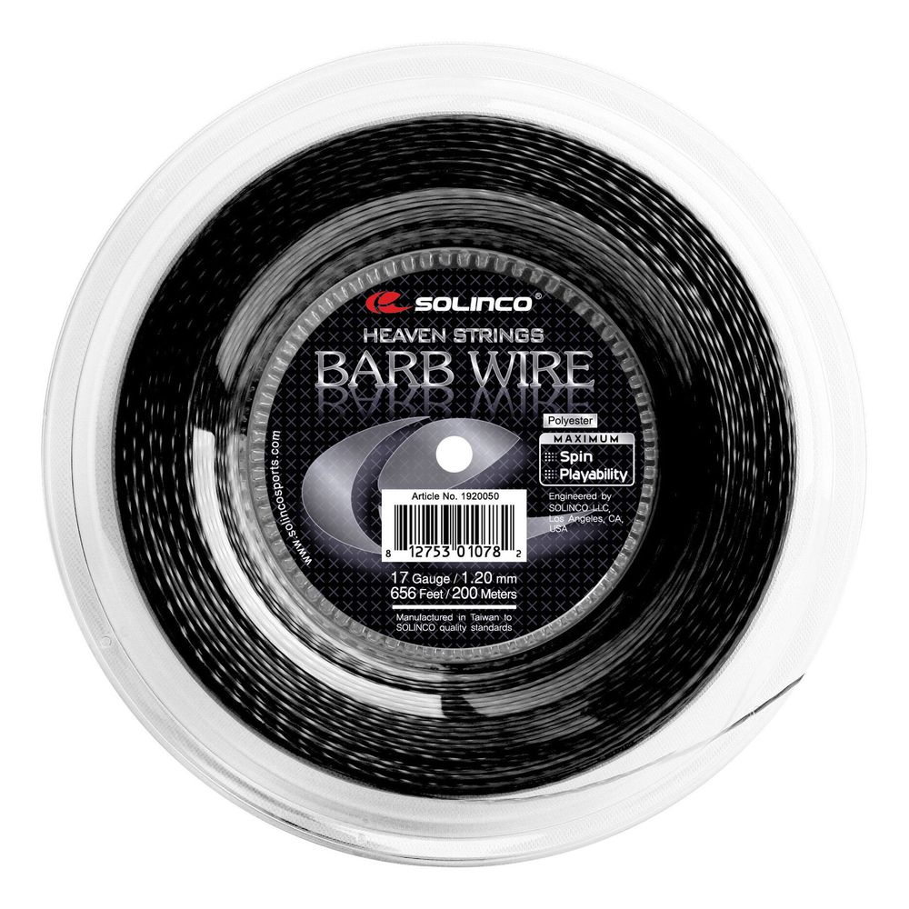 Струны теннисные Solinco Barb Wire String Reel 200m - Black