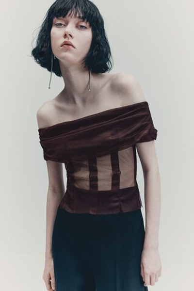 Топ из сетки с открытыми плечами - H&M