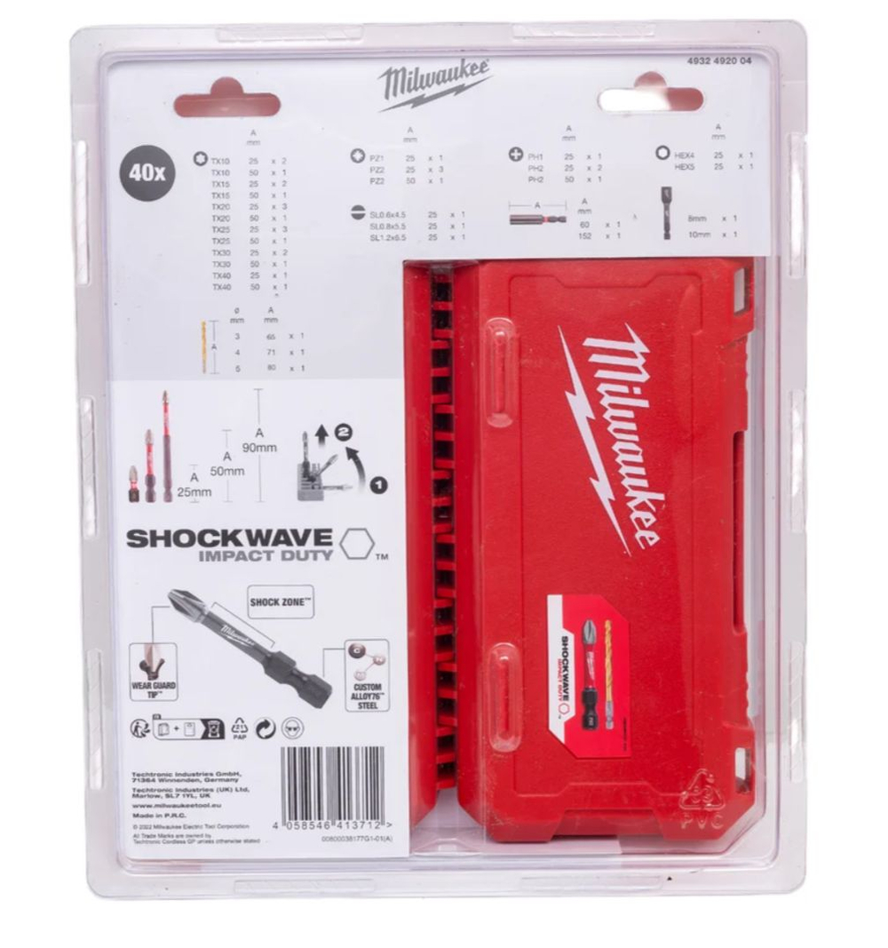 Биты Milwaukee SHOCKWAVE GEN III набор 48 предметов в пласт. кейсе 4932492005