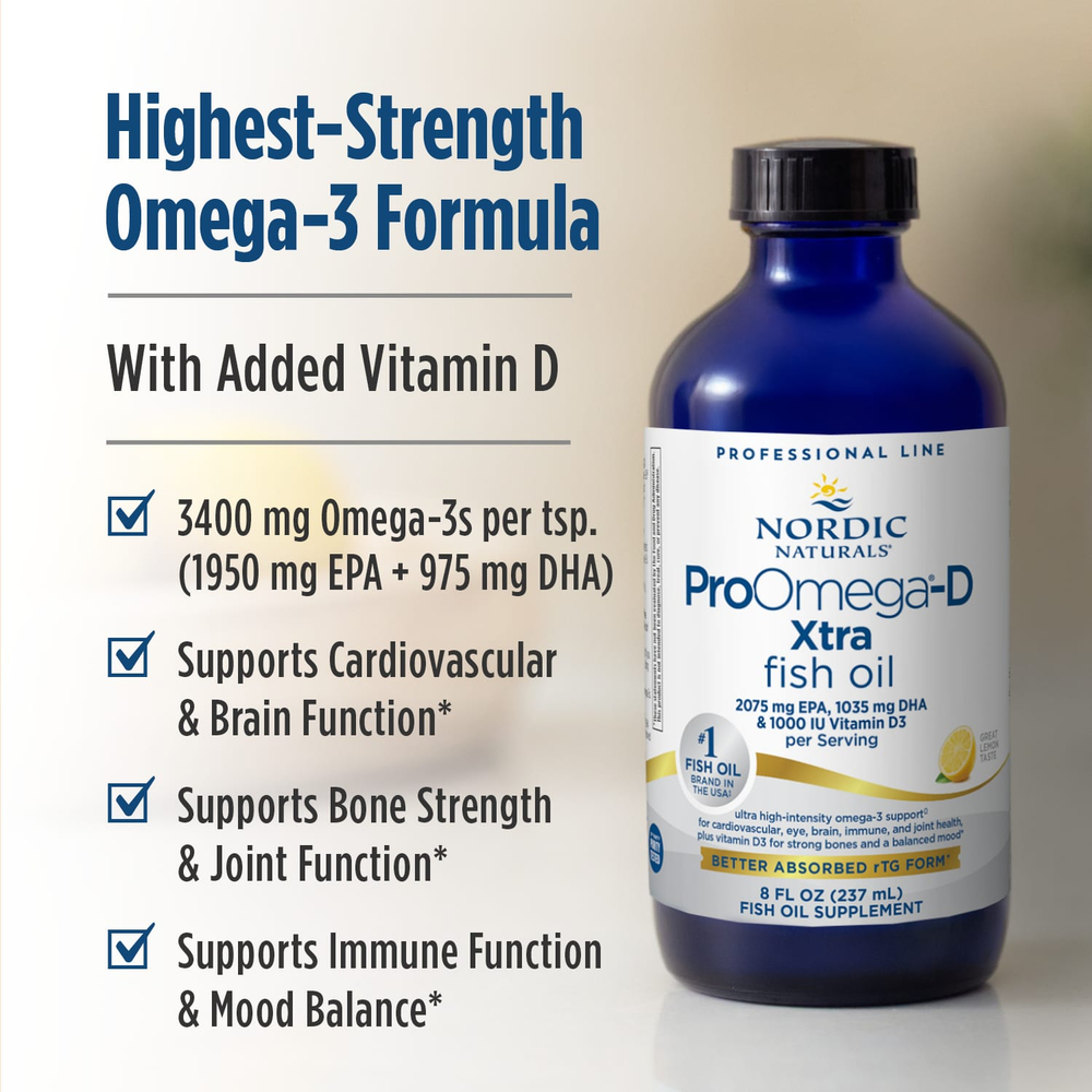 Nordic Naturals, ProOmega®-D Xtra, лимон, 237 мл (8 жидк. унций)
